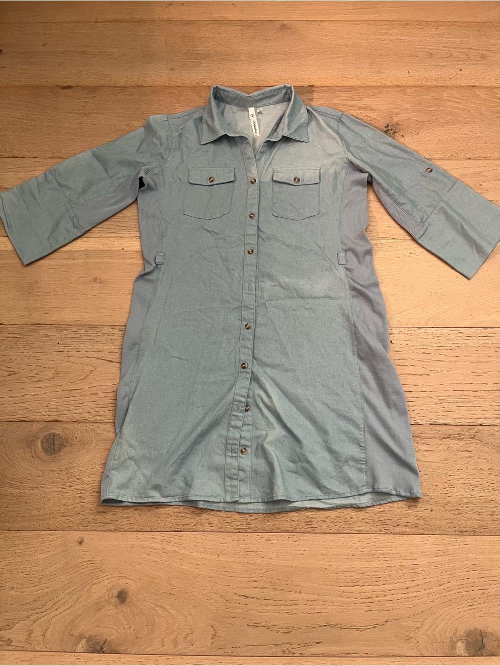 My Collection blue denim shirt dress with button-up front and pockets
